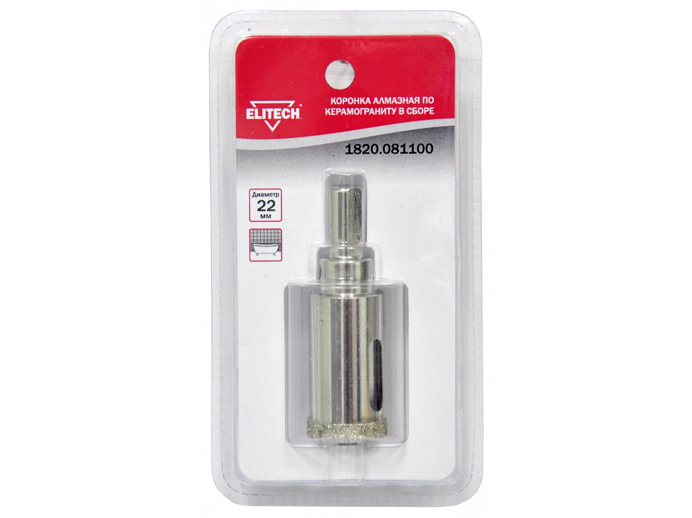 Коронка ELITECH алмазная 22 мм 1820.081100 1820.081100 189214 в фирменном магазине Elitech