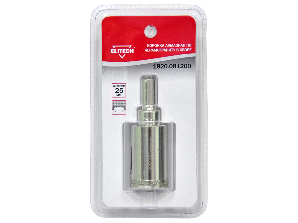 Коронка ELITECH алмазная 25мм 1820.081200 1820.081200 189215 в фирменном магазине Elitech