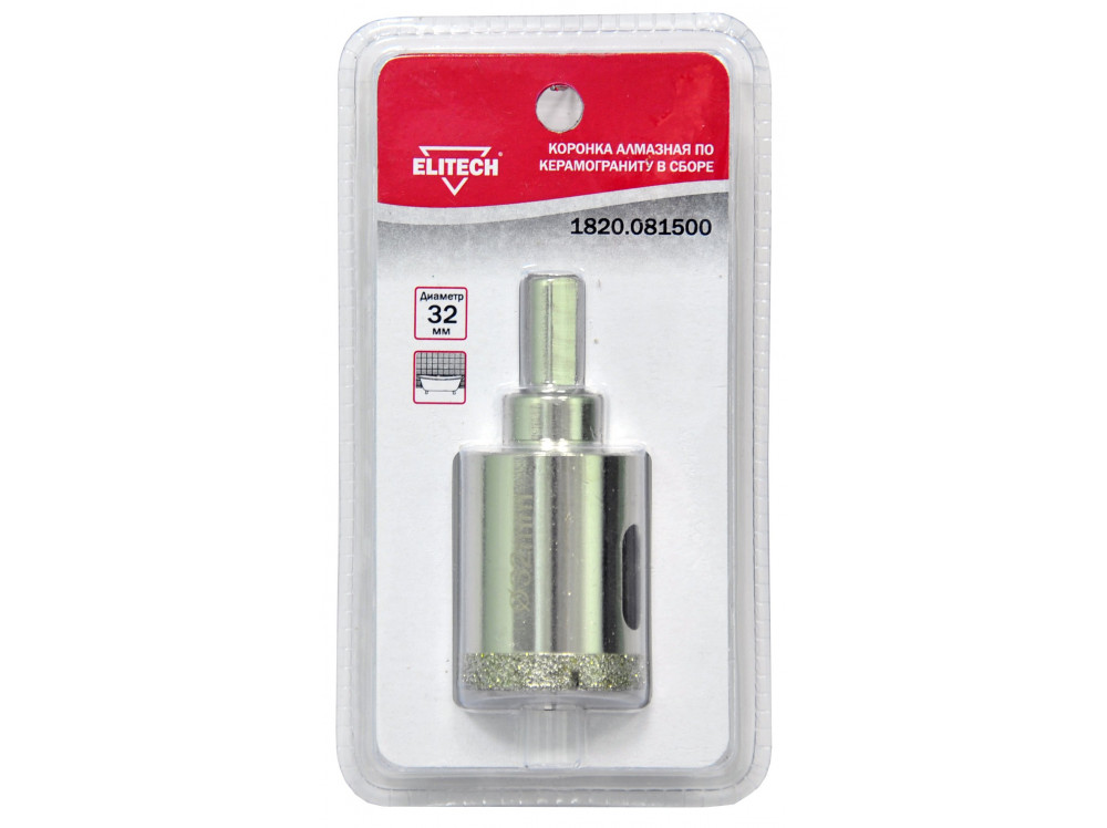 Коронка ELITECH алмазная 32мм 1820.081500 1820.081500 189218 в фирменном магазине Elitech