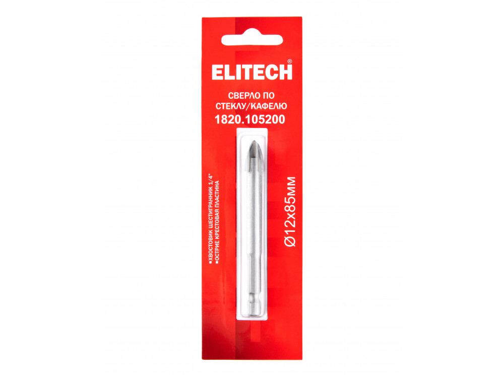 Сверло 12х85мм HEX1/4' стекло ELITECH 1820.105200 1820.105200 193829 в фирменном магазине Elitech