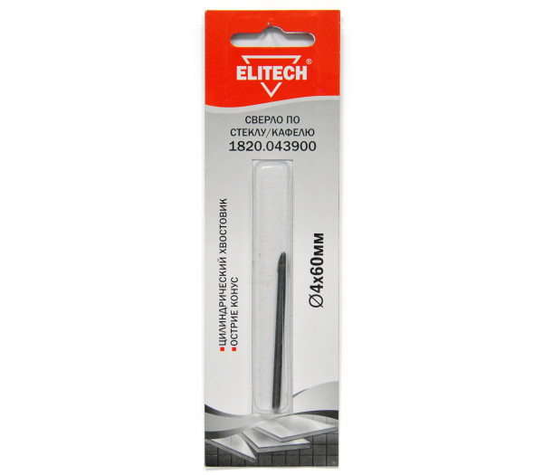 Сверло ELITECH 4х60мм стекло 1820.043900